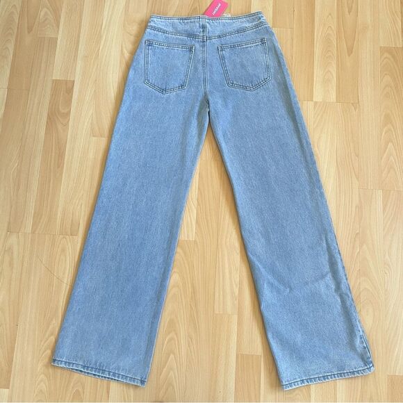 Relaxed Fit No Waistband Wide Leg Baggy Boyfriend Jeans XS / 2, size 25 NEW - Picture 3 of 9